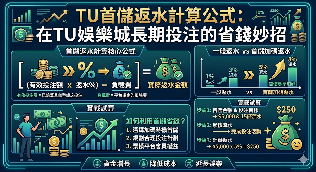 TU首儲返水計算公式：在TU娛樂城長期投注的省錢妙招。