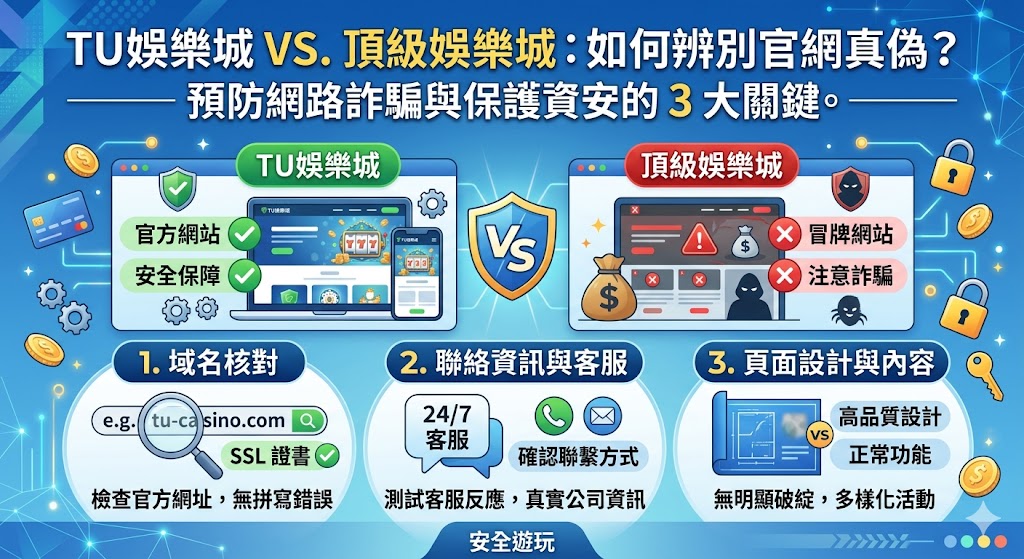 TU娛樂城 VS. 頂級娛樂城：如何辨別官網真偽？預防網路詐騙與保護資安的 3 大關鍵。