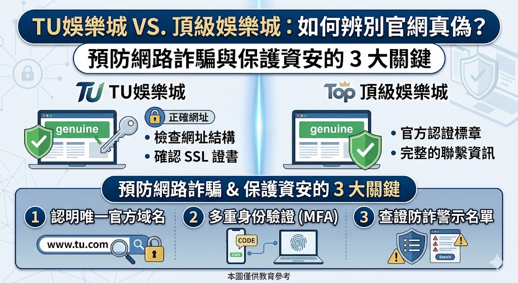 TU娛樂城 VS. 頂級娛樂城：如何辨別官網真偽？預防網路詐騙與保護資安的 3 大關鍵。