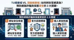 在博弈產業競爭激烈的環境下，TU娛樂城與頂級娛樂城常成為詐騙集團仿冒的對象，學會辨別官網真偽是保障資產的首要任務。要預防網路詐騙並守護個人資安，玩家應掌握三大關鍵：首先是核對官方網域的唯一性，避免點擊來源不明的簡訊連結；其次是觀察網站是否具備完整的 SSL 加密憑證與 24 小時真人客服即時驗證身分；最後則是留意出入款流程是否過於繁瑣或要求提供過多無關隱私資訊。真正的官方平台會強調資訊透明與金流穩定，絕不會以高額利誘誘騙玩家私下匯款。透過這些辨識技巧，您能有效過濾掉釣魚網站與偽裝平台，在 TU 與頂級娛樂城之間做出安全選擇，享受穩定且受保障的娛樂體驗，讓網路博弈環境重回誠信與安全的核心價值。